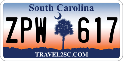 SC license plate ZPW617