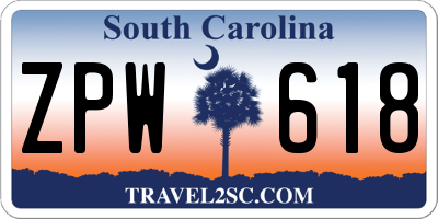 SC license plate ZPW618