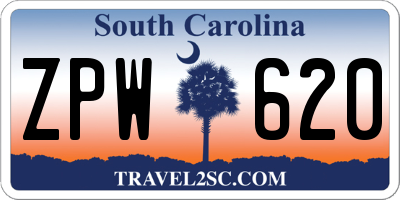 SC license plate ZPW620