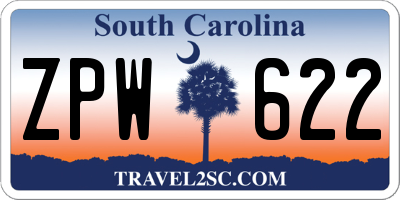 SC license plate ZPW622