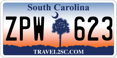 SC license plate ZPW623