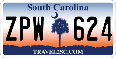 SC license plate ZPW624