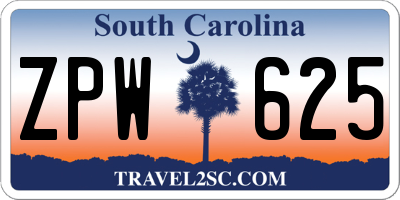 SC license plate ZPW625