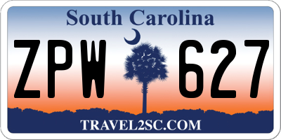 SC license plate ZPW627