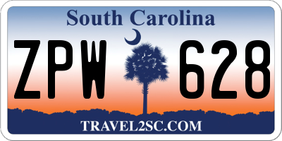 SC license plate ZPW628