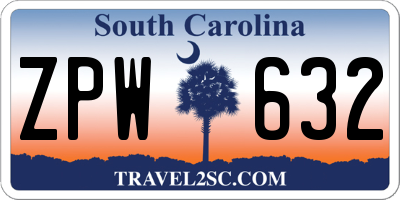 SC license plate ZPW632