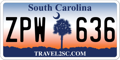 SC license plate ZPW636