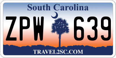 SC license plate ZPW639