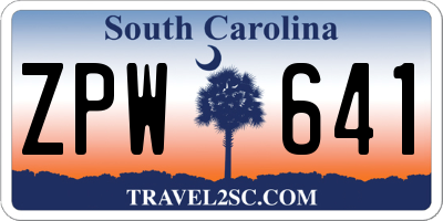 SC license plate ZPW641