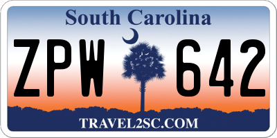 SC license plate ZPW642