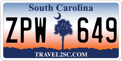 SC license plate ZPW649