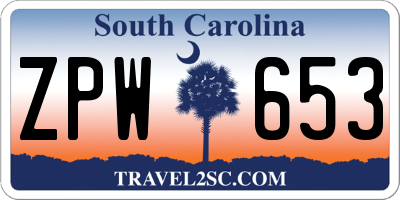 SC license plate ZPW653
