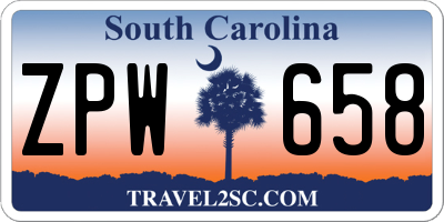 SC license plate ZPW658