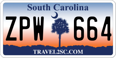 SC license plate ZPW664