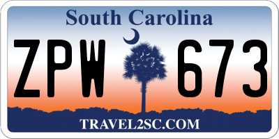 SC license plate ZPW673
