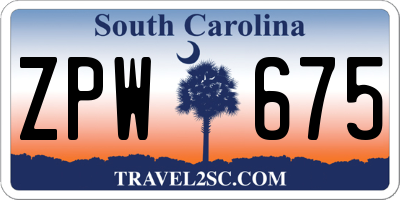 SC license plate ZPW675