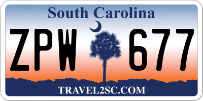 SC license plate ZPW677