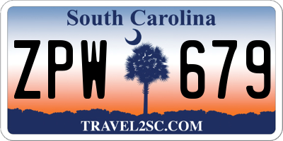 SC license plate ZPW679