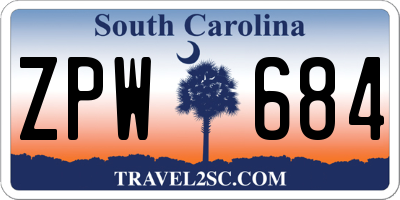 SC license plate ZPW684