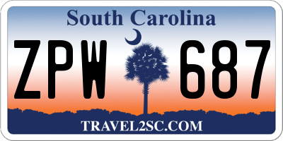 SC license plate ZPW687