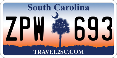 SC license plate ZPW693