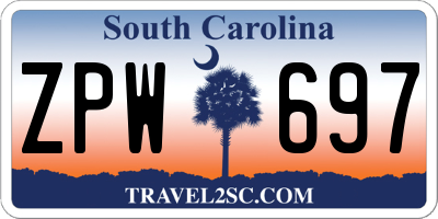 SC license plate ZPW697