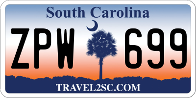 SC license plate ZPW699