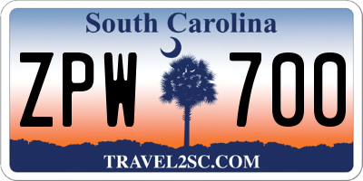 SC license plate ZPW700