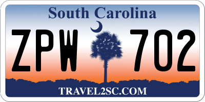 SC license plate ZPW702