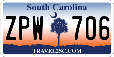 SC license plate ZPW706