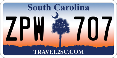 SC license plate ZPW707