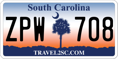 SC license plate ZPW708