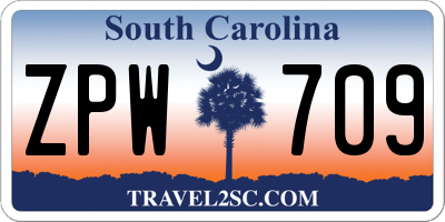 SC license plate ZPW709