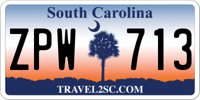 SC license plate ZPW713