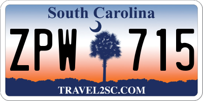 SC license plate ZPW715