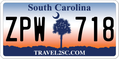 SC license plate ZPW718