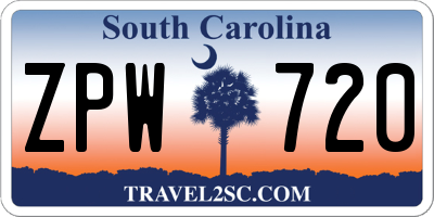 SC license plate ZPW720