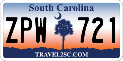 SC license plate ZPW721