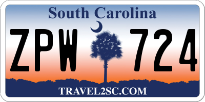 SC license plate ZPW724