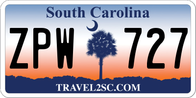 SC license plate ZPW727