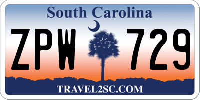 SC license plate ZPW729