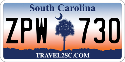 SC license plate ZPW730