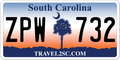 SC license plate ZPW732