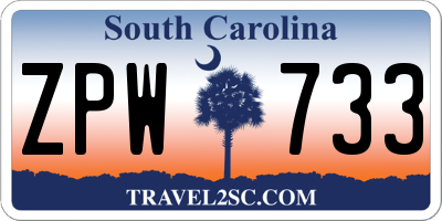 SC license plate ZPW733