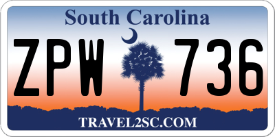SC license plate ZPW736