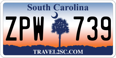 SC license plate ZPW739