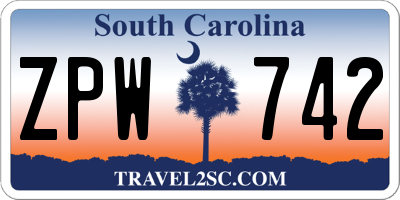 SC license plate ZPW742
