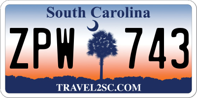 SC license plate ZPW743