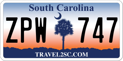 SC license plate ZPW747