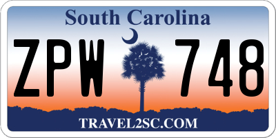 SC license plate ZPW748